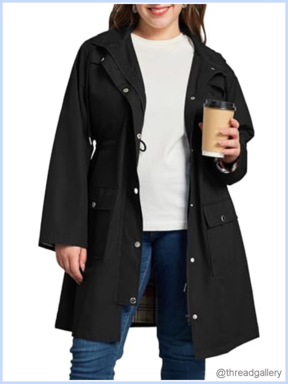 Plus Size Waterproof Raincoat Windbreaker Hooded Trench Coat